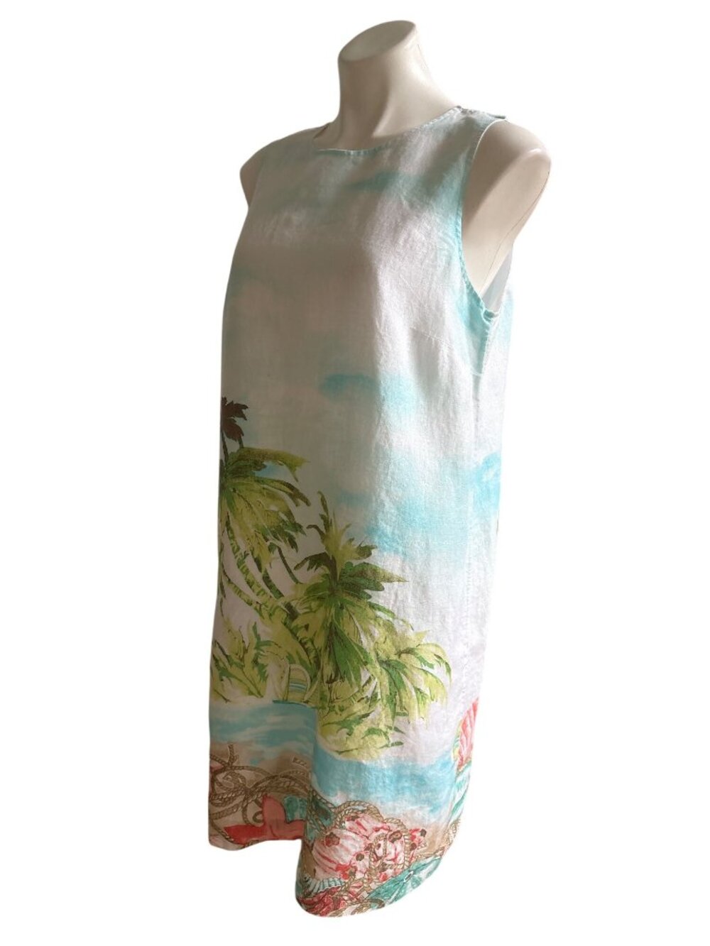 J. Jill Love Linen Women's Beach Palm Tree Tropical Print Shift Dress Size M - Picture 7 of 10